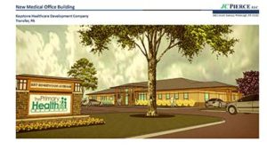 Architect's rendering of the outside of the new Primary Health Network building